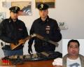 L'arma sequestrata e, nella fotina: Cosimo Bevilacqua