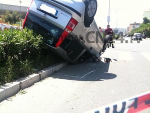 La Fiat Panda ribaltata