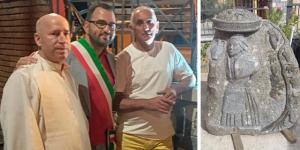 Da sinistra: don Argemiro Salazar, Simone Saporito e Luciano Garofalo. A destra la nuova opera